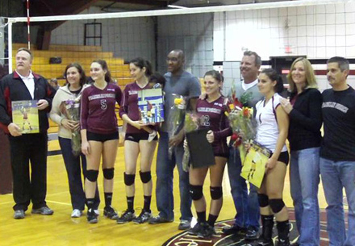 Volleyball Holds Senior Festivities, Honors Four Players; Ravens Fall Twice on Afternoon