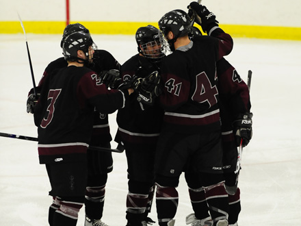 Ice Hockey Blanked By Stonehill, 5-0, In Northeast-10 Conference Quarterfinal